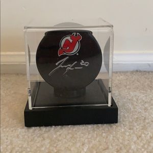 NJ Devils Luke Gazdic Signed Puck with Showcase